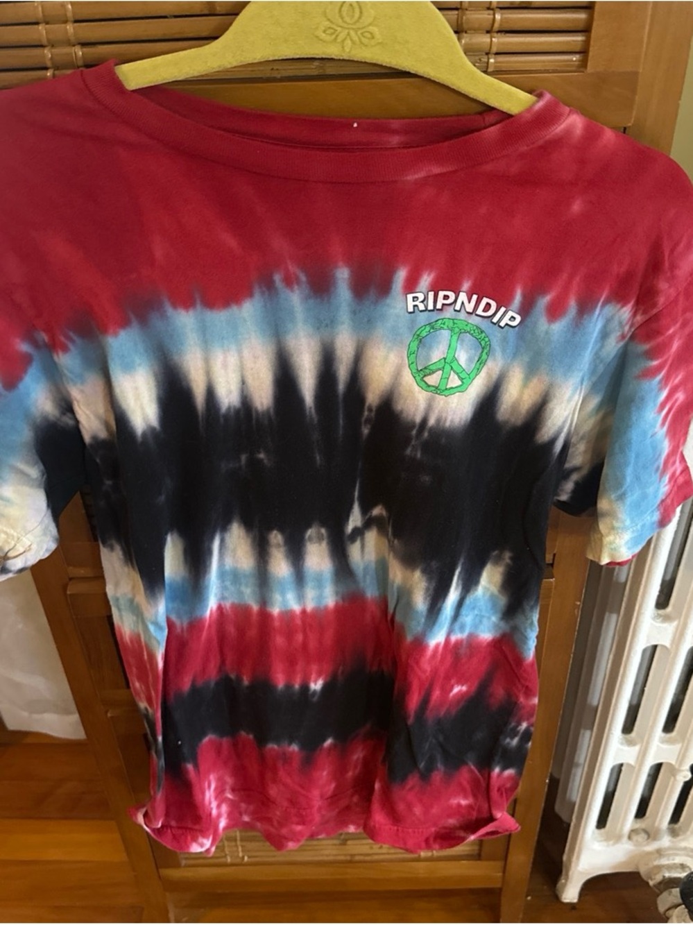 Ripndip Red Black Blue Tie-Dye Peace Logo Tee